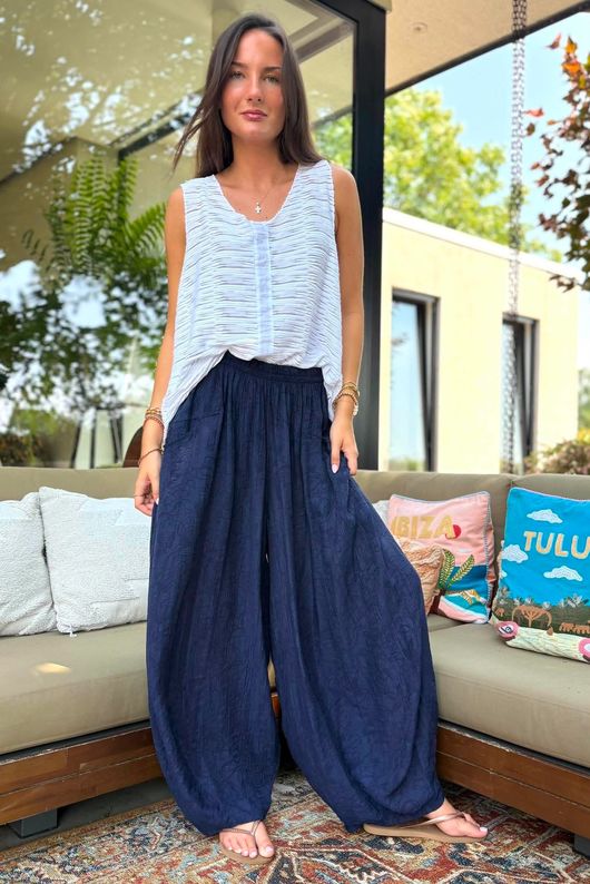 Tasha Damask Bloom Pant Navy